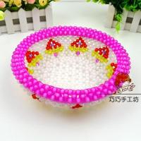 DIY手工串珠编织成人制作水果盘材料包穿珠创意家居装饰品散珠子 8MM 圆果盘玫红材料包 非成品