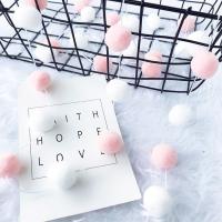 ins毛球串挂饰少女心房间卧室背景墙装饰品幼儿园吊饰创意diy 1号 白+粉 2米30球(材料包)