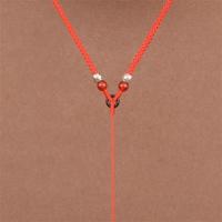 天然翡翠手工编织可调节玉佩挂件绳玉佛挂脖项链子绳男女吊坠挂绳 天然红玛瑙款红色