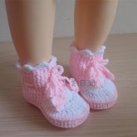 秋冬季婴儿鞋手工编织男女宝宝毛线鞋儿童保暖靴子新生儿软底鞋 粉红靴 10厘米(建议3-6个月)