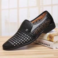 手工编织夏季休闲男士凉鞋真皮镂空透气男鞋软底打孔洞洞凉皮鞋男 5102手工编织黑色 偏大皮鞋码 37