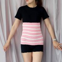 成人护肚围产后哺乳护肚子神器睡觉防宫寒大人腹围护腰带四季保暖 粉色条纹 M码(80-140斤)