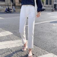 小个子150cm高腰单肩背带裤春季白色牛仔裤秋装155显瘦显高老爹裤 白色无背带(普通版) XS建议85-100斤
