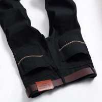 夏天弹力牛仔裤男士直筒修身长裤子男装夏季薄款休闲大码宽松男裤 [5O8cc# 黑色] 28码[2尺1腰围]90-100斤