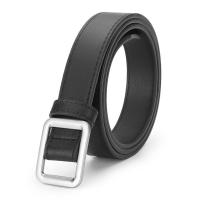 稻草人腰带女学生韩版百搭装饰裙带免打孔皮带平滑扣无孔牛仔裤带 方形扣黑色 均长