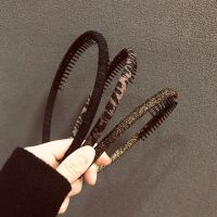 发卡女2019新款发箍女简约带齿防滑洗脸百搭韩国简约压发头箍饰品 深豹纹款1件(手工缝制边)