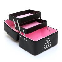 多层收纳盒韩版女化妆包手提化妆箱大容量高档护肤品专业带隔层箱 3ce黑色 送镜子+梳子 默认