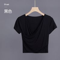 现代舞蹈服装女成人形体训练短袖拉丁舞艺考跳舞古典舞练功上衣服 W2868黑色短袖 M