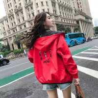 双面穿拼接外套女春秋2021年新款oversize韩版宽松潮牌冲锋衣男女 红色(双面穿) 收藏送小礼品 S 85~9