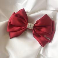 蝴蝶结发夹女蝴蝶结发饰后脑勺发夹顶夹马尾夹春夏新款百搭多色 酒红色三层A款蝴蝶结 弹簧夹