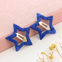 全包布五角星BB夹 可爱儿童发卡头饰边夹女童刘海夹不伤发一对价 藏蓝1对 包布小五星BB夹