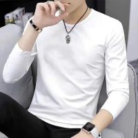 男士长袖T恤春秋2021潮流休闲男装大码青年打底衫韩版宽松上衣服 纯白(长袖单件装) S