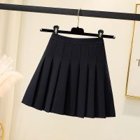 2021夏季新版百褶裙黑色高腰显瘦防走光短裙A字裙半身裙包臀裙女 黑色 松紧腰39cm有安全裤 S 80~95斤