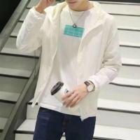 2021春夏新款风衣男士中长款帅气青年学生韩版披风外套防晒衣服潮 纯色外套 S