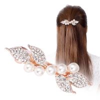 韩版发夹大号弹簧夹孔雀百搭发卡盘发夹子边夹发饰头饰品头花 珍珠发夹