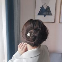 韩国发饰ins风简约大珍珠u形盘发发簪优雅气质马尾盘发器发夹发钗 短款1个