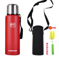 俄罗斯304全钢保温杯成人不锈钢大容量男女学生便携泡茶车载水杯 红色(赠杯套杯刷) 500毫升
