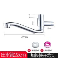 入墙式黄铜单冷水龙头加长阳台墩布拖把池洗衣盆防溅水可旋转龙头 不锈钢体丨出水管22cm