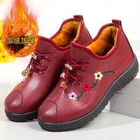 老北京棉鞋女冬加绒加厚中老年妈妈棉靴软底防滑雪地靴平底靴子女 红色 36