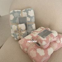 ins云朵浴巾毛巾两件套珊瑚绒速吸水不掉毛男女学生宿舍家用浴袍 粉色云朵 只要毛巾