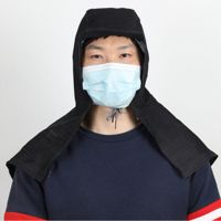 风帽男防尘粉尘披肩帽防护面罩女士防晒防风包头套头帽子夏季遮脸 黑色风帽系带款(不含镜片)