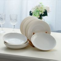 陶瓷盘子家用套装3-10个装创意水果盘菜盘菜碟子景德镇餐具可微波 白胎无图 3只菜盘子[7英寸]