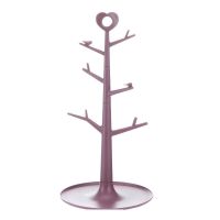 杯架带托盘玻璃杯置物架沥水倒挂架旋转收纳放茶杯的家用水杯架子 小树枝款豆沙