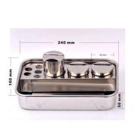 201/304不锈钢器械盘纹绣托盘防碘伏方盘医院消毒盘治疗盘输液盘 201#治疗盘[配三筒]