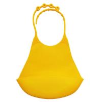 儿童围嘴老人软硅胶防水饭衣病人吃饭防漏饭兜半年坏包换立体围兜 成人黄色