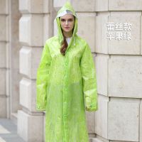 琴飞曼 雨衣女成人韩国时尚风衣款蕾丝旅行雨衣户外骑行徒步雨披 蕾丝款-苹果绿 S