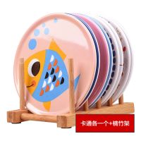 隔热垫餐桌垫卡通餐垫家用碗垫子杯垫圆形盘子垫厨房砂锅垫防烫垫 8个卡通各一个+楠竹架