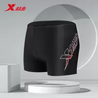 特步泳衣泳裤男成人防尴尬泡温泉加肥加大游泳速干平角泳衣裤套装 基础款-黑红泳裤 M