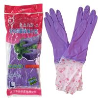东亚808-4加绒PVC绒布保暖接袖手套洗碗洗衣服保洁加厚防水防油套 3双东亚808-4手套 L