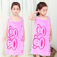 儿童可穿浴巾女加肥加大浴巾儿童浴裙宝宝浴巾亲字浴巾儿童浴巾 浅紫色-速干款 身高0.8至1.3米-单浴裙