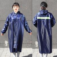 雨衣女成人防暴雨全身加厚提花面料单人连体全身户外徒步旅游时尚 宝蓝色 加厚款 [终身不发硬] XXL[身高155-