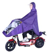 带袖雨衣电动车摩托车骑行防暴雨自行车男女加大加厚成人有袖雨具 牛津布单帽檐小款[颜色随机]