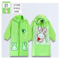 儿童雨衣男童女童中大童小孩加厚长款连体防暴雨全身学生上学雨披 PVC轻薄款[绿色小兔] XL码 建议身高130-140c