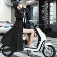 成人雨衣女长款全身加厚防暴雨单人男骑行电动车摩托车自行车雨披 黑色[EVA+单帽檐] L[建议身高140-160cm]