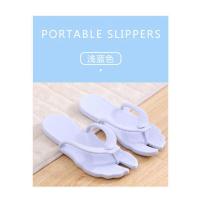 便携可折叠拖鞋防滑轻便游泳沙滩男女人字拖洗澡出差旅游用品 浅蓝色 XS