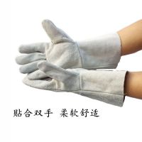 防火线牛皮电焊手套加长加厚耐磨防烫耐高温焊工焊接劳保防护手套 单层(普通线)1双