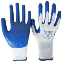 发泡王耐磨浸胶防护透气王防滑挂胶带胶工作劳保手套薄款 (正品蓝色丁青) (2双装)