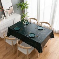 茶几台布正方形PVC加厚防水防油防烫餐桌布无味免洗大理石ins宿舍 大理石纹-黑曜石(墨绿) 40*60cm防水防油(两