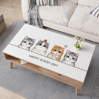 北欧长方形桌布防水防油免洗床头柜ins学习桌pvc茶几垫防烫餐桌垫 享受生活-猫 60*60cm 环保无味 防水防油