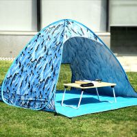 帐篷户外2人沙滩海边简易双人露营防雨儿童免搭建遮阳速开防晒 小八字迷彩涂银