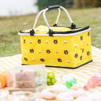 野餐超棒的保温篮呀~便携户外野餐篮保鲜冷藏车载保温箱保冷箱 小熊(普通款铝膜)送2只冰袋