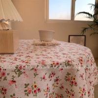 ins韩国复古碎花蓝色桌布长方桌学生棉麻少女心布艺野餐垫法式 红玫瑰 30x40cm[餐垫]