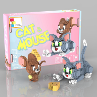 微型拼装小颗粒拼图钻石益智积木玩具兼容乐高猫和老鼠摆件礼物 猫和老鼠[送奶酪+工具]