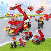 消防车积木 兼容乐高云梯救援车 城市系列男孩子益智拼装儿童玩具 消防救援六合一(142粒)