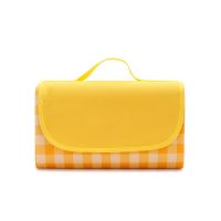 野餐垫防潮垫户外野炊帐篷地垫便携防水加厚草坪垫子郊游野餐垫布 黄格子150*100 cm