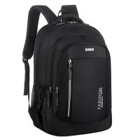 新款双肩背包男女大容量高中初中学生书包旅行背包休闲电脑背包 经典黑